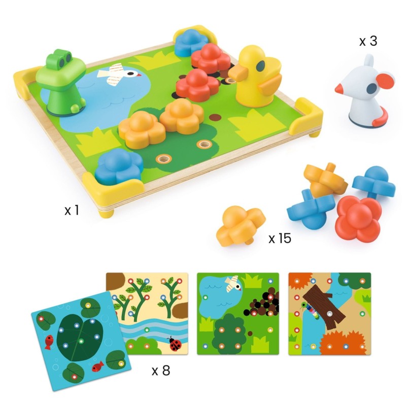 Mozaika edukacyjna układanka z dziurkami DUCKY&CO - Djeco
