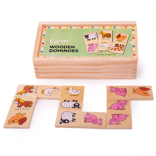 Drewniane domino zwierzęta z farmy Bigjigs Toys